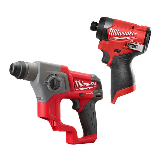 Milwaukee M12FPP2M2-5253X 12V Fuel Brushless SDS+ Drill & Impact Driver with 3 x Batteries Charger & Box 4933492639 - MonkeyTools