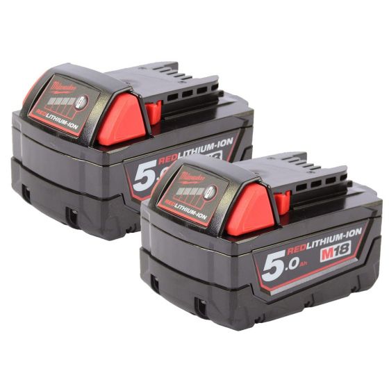MILWAUKEE M18 B5 18V REDLITHIUM 5.0AH LI-ION BATTERY TWIN PACK - MonkeyTools
