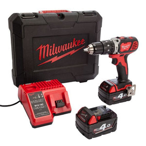 MILWAUKEE M18 BPD-402C 18V 13MM COMPACT COMBI DRILL KIT INC 2X 4.0AH BATTS - MonkeyTools
