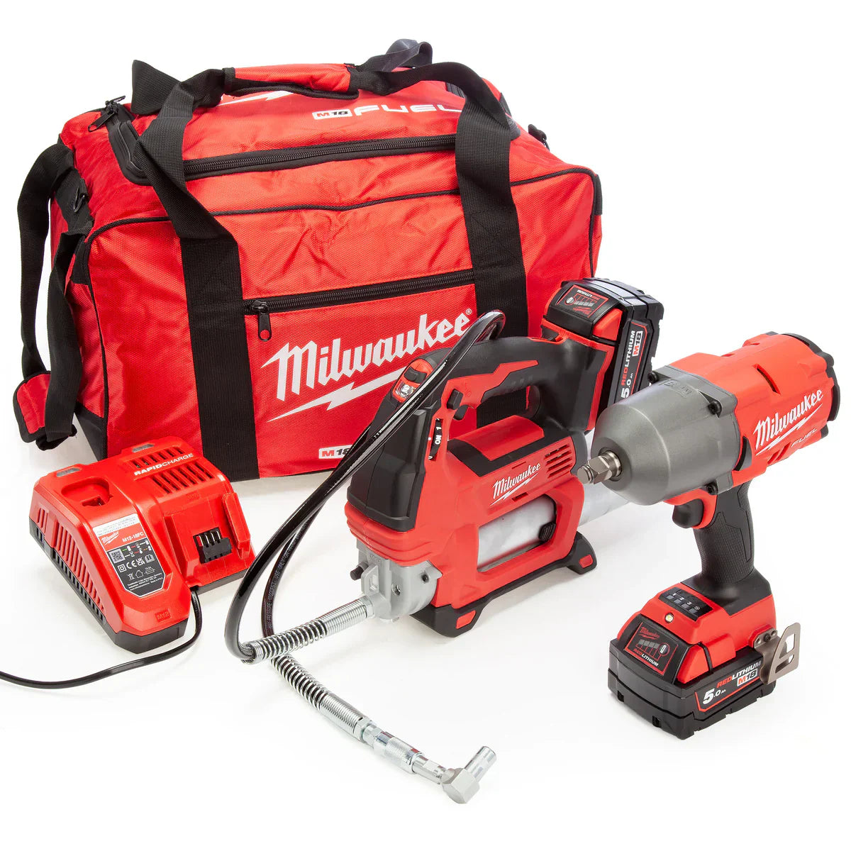 Milwaukee M18 FPP2AI-502B 18V Impact Wrench & Grease Gun Powerpack 4933472104 - MonkeyTools