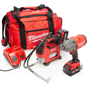 Milwaukee M18 FPP2AI-502B 18V Impact Wrench & Grease Gun Powerpack 4933472104 - MonkeyTools