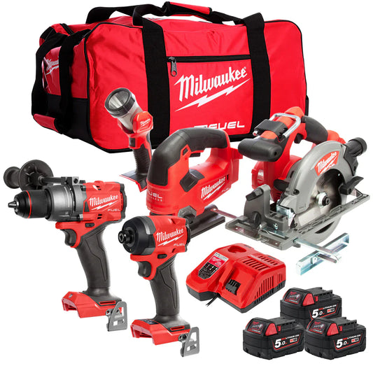 Milwaukee M18 FPP5L2-503B 18V Fuel 5 Piece Kit With 3 x 5.0Ah Batteries Charger In Bag 4933479904 - MonkeyTools