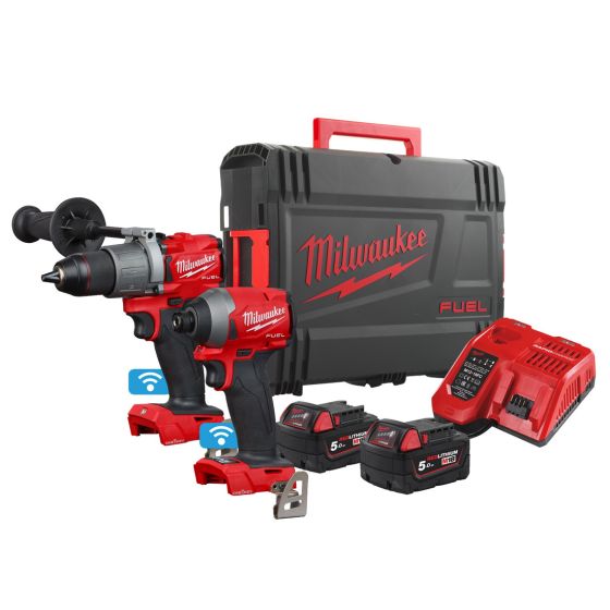 MILWAUKEE M18 ONEPP2A2-502X 18V COMBI DRILL / IMPACT DRIVER TWIN KIT INC 2X 5.0AH BATTS - MonkeyTools