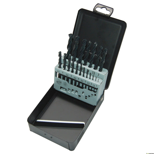 MILWAUKEE METAL DRILL BIT SET HSS-R IN METAL CASE X19 PCS 4932352468 - MonkeyTools