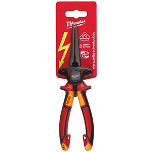 Milwaukee Pliers VDE Long 45 Deg Round Nose 205mm Insulated Electrical 10,000V - MonkeyTools