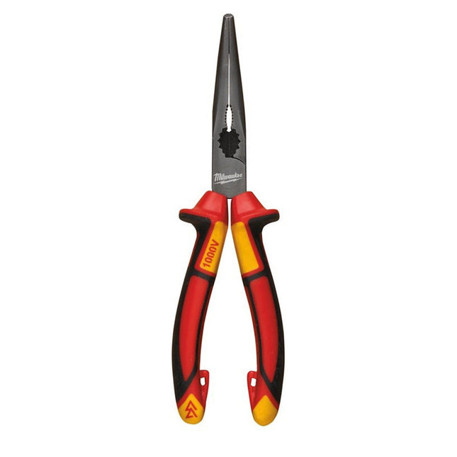 Milwaukee Pliers VDE Long 45 Deg Round Nose 205mm Insulated Electrical 10,000V - MonkeyTools