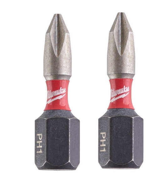 Milwaukee Power Tools 4932472035 SHOCKWAVE™ Impact Duty Bits PH1 x 25mm (Pack 2) - MonkeyTools