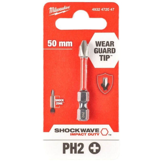 Milwaukee Power Tools 4932472047 SHOCKWAVE™ Impact Duty Bit PH2 x 50mm MIL472047 - MonkeyTools