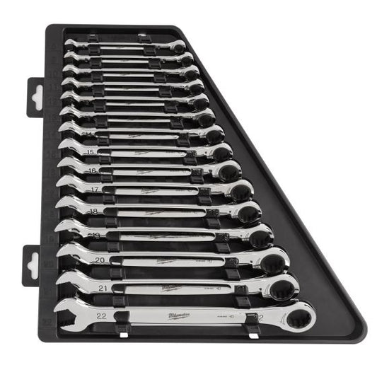 MILWAUKEE RATCHETING COMBINATION SPANNER SET METRIC X15 PCS 4932471340 - MonkeyTools