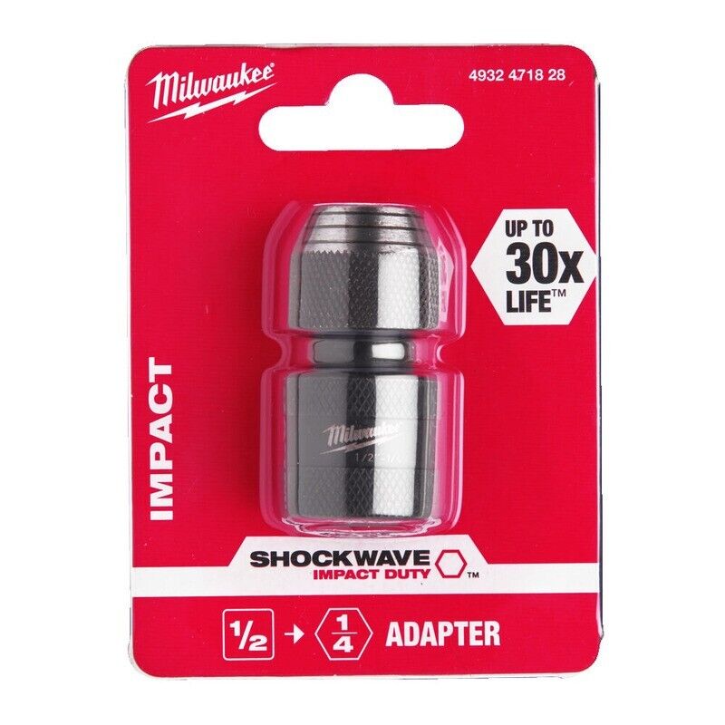 Milwaukee Shockwave 1/2in to 1/4in HEX Adapter - 4932471828 - MonkeyTools