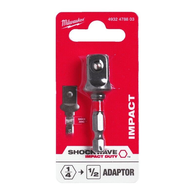 Milwaukee Shockwave 4932478803 Socket Adaptor 1/4 Hex to 1/2" Square - MonkeyTools