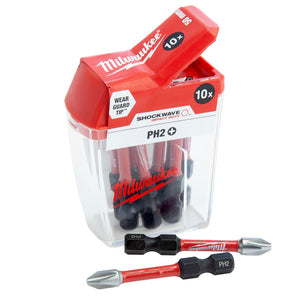 MILWAUKEE SHOCKWAVE IMPACT DUTY SCREWDRIVING BIT SET PH2 X 50MM X10 PCS 4932472048 - MonkeyTools