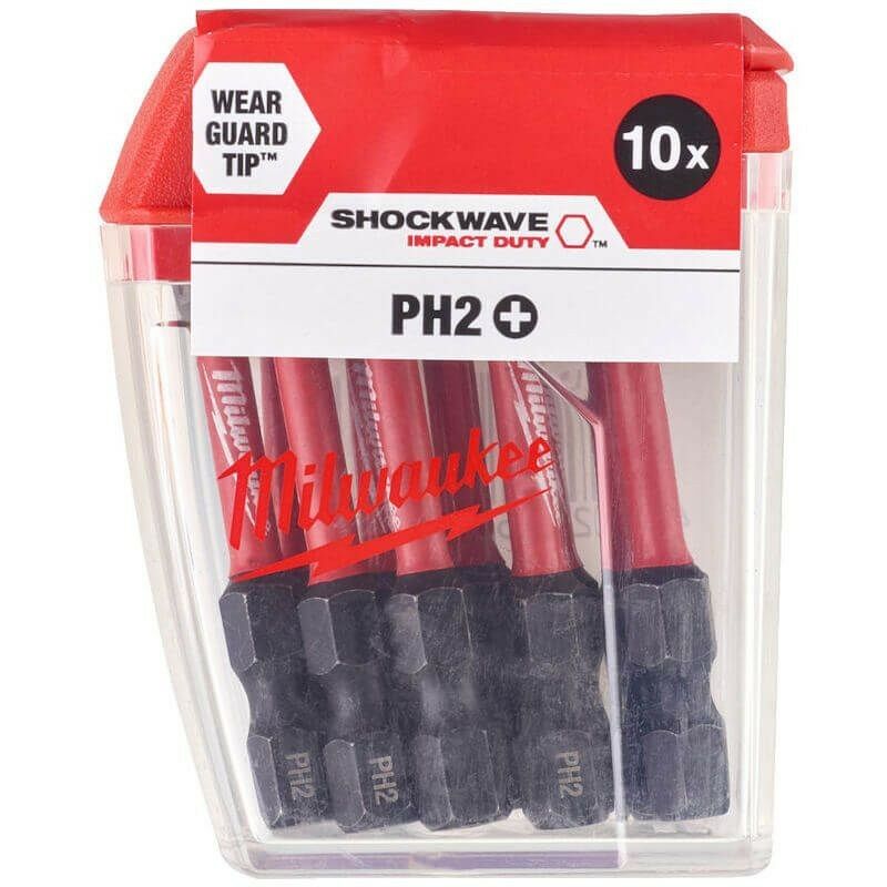MILWAUKEE SHOCKWAVE IMPACT DUTY SCREWDRIVING BIT SET PH2 X 50MM X10 PCS 4932472048 - MonkeyTools