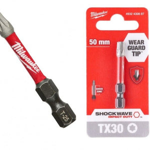 Milwaukee Shockwave Impact Duty Torx Screwdriver Bits TX30 50mm Pack of 1 - MonkeyTools
