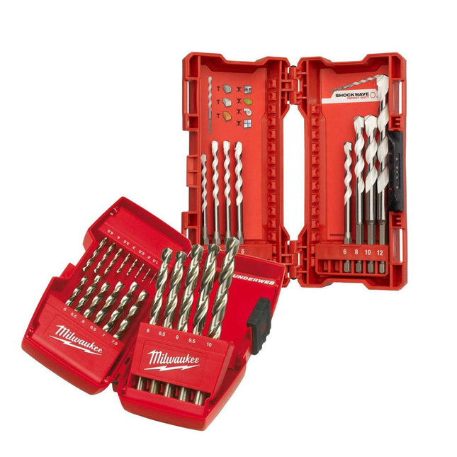 MILWAUKEE SHOCKWAVE MULTI-MATERIAL & THUNDERWEB DRILL BIT SET X27 PCS 4932479632 - MonkeyTools