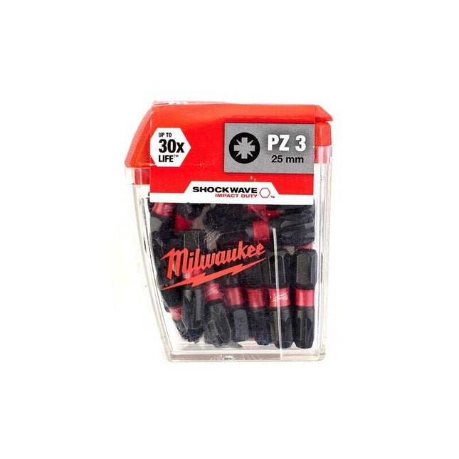 Milwaukee Shockwave PZ3 25mm Screwdriver Bits 25 Piece Set 4932472043 - MonkeyTools