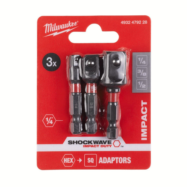 Milwaukee Shockwave Socket Adapter Hex 1/4" in to 3/8" in Impact Duty 4932478054 - MonkeyTools