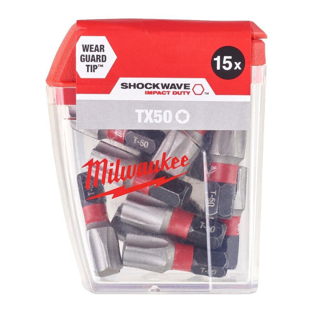 Milwaukee Shockwave Torx T50 Screwdriver Bit Set 15 25mm TX50 Impact Driver Bits - MonkeyTools