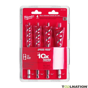 MILWAUKEE SPEED FEED SELF-FEEDING WOOD DRILL BIT SET X4 PCS 4932479477 - MonkeyTools