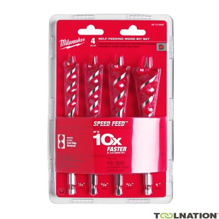 MILWAUKEE SPEED FEED SELF-FEEDING WOOD DRILL BIT SET X4 PCS 4932479477 - MonkeyTools