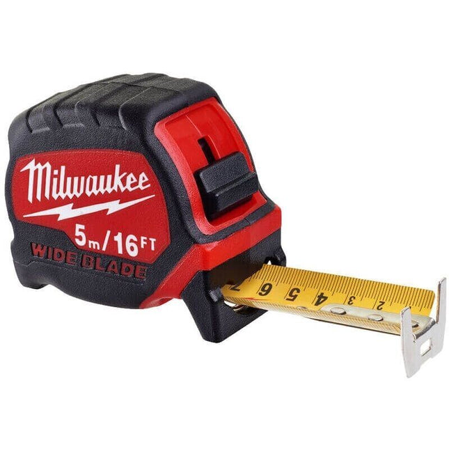Milwaukee Tape Measure 5m 16ft Metric Imperial Premium Wide 33mm Blade Measuring - MonkeyTools