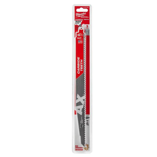 MILWAUKEE USA SAWZALL 12"  AX CARBIDE BLADE 48 00 5527 - 5pk - MonkeyTools