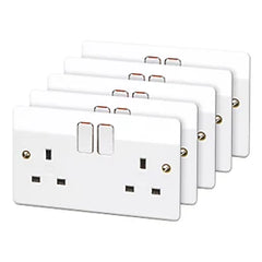 MK LOGIC PLUS 13A 2-GANG DP SWITCHED PLUG SOCKET WHITE 5 PACK