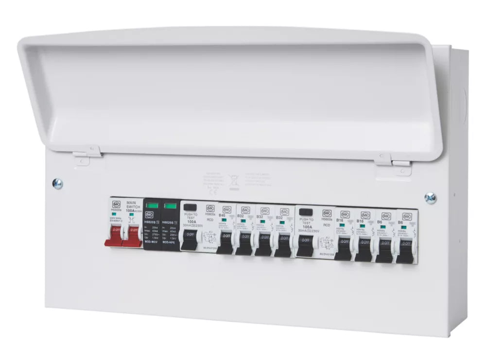 MK SENTRY 16-MODULE 8-WAY POPULATED DUAL RCD CONSUMER UNIT WITH SPD - MonkeyTools