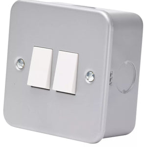 10AX 2-GANG 2-WAY METAL CLAD SWITCH WITH WHITE INSERTS - MonkeyTools