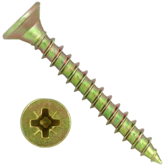 2.5mm Wood Screws Pozi Flat Countersunk Zinc & Yellow - MonkeyTools