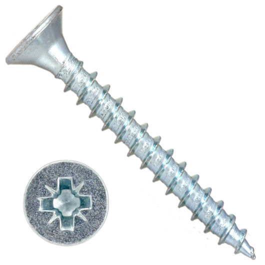 3mm Wood Screws Pozi Flat Countersunk Zinc - MonkeyTools