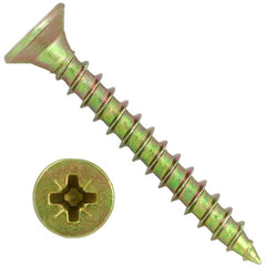 3mm Wood Screws Pozi Flat Countersunk Zinc & Yellow