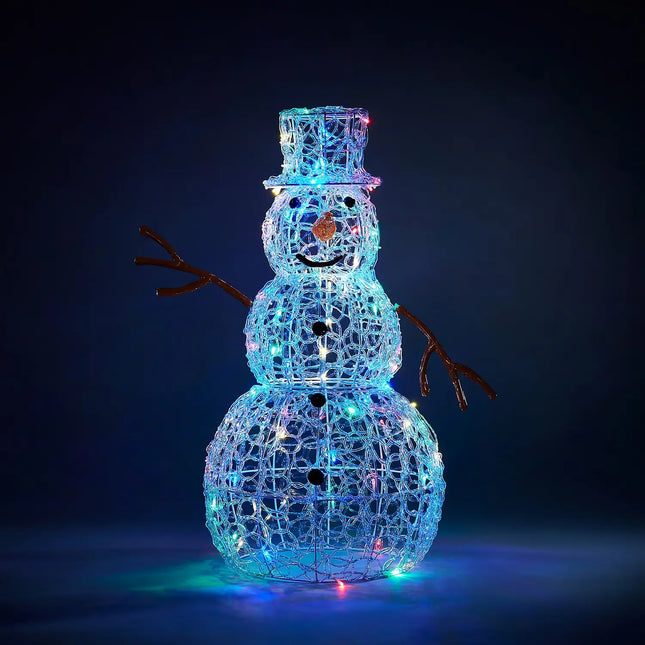 Acrylic LED Snowman Multicolour 3D Outdoor Christmas Light Decoration - 75cm - MonkeyTools