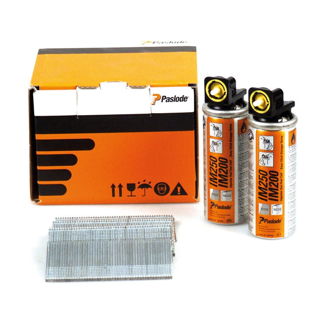 Paslode 300270 16g x 32mm ELGV Angled Electro Galvanised Brad Fuel Pack 2000/Box with 2 Fuel Cell - MonkeyTools