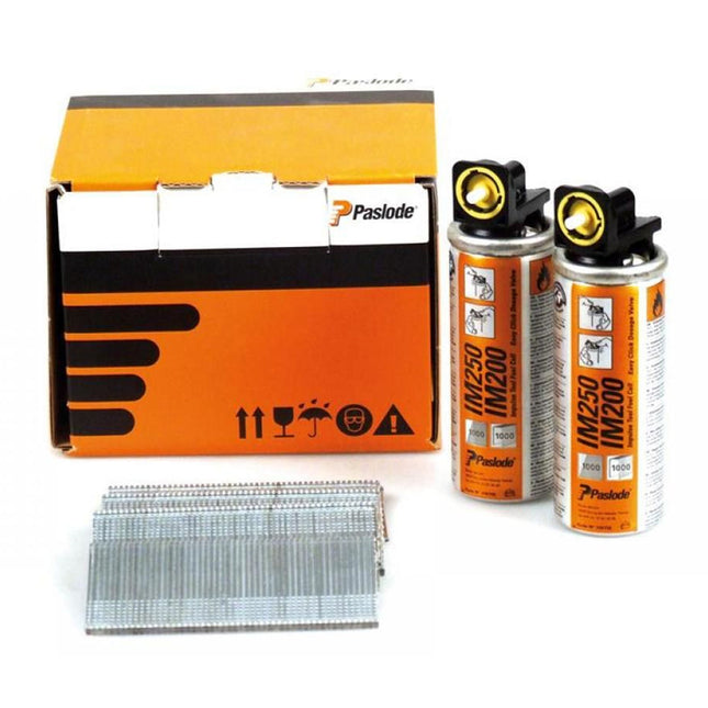 Paslode IM65 921585 16G x 16mm ELGV Straight Electro Galvanised Brad Fuel Pack 2000/Box with 2 Fuel Cells - MonkeyTools