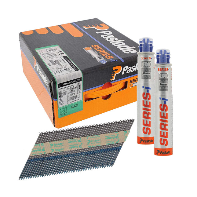 PASLODE 141076 3.1MM X 90MM BRIGHT SMOOTH 360XI / IM360CI NAILS X2200 PCS - MonkeyTools