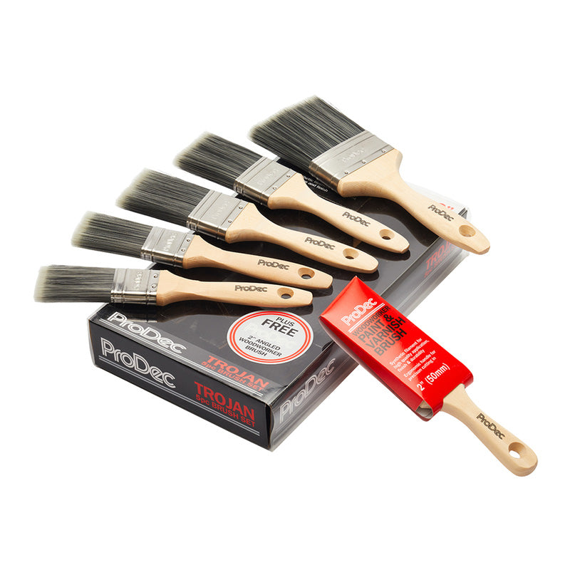 Prodec Trojan Synthetic Paintbrush Set 6 Piece - MonkeyTools