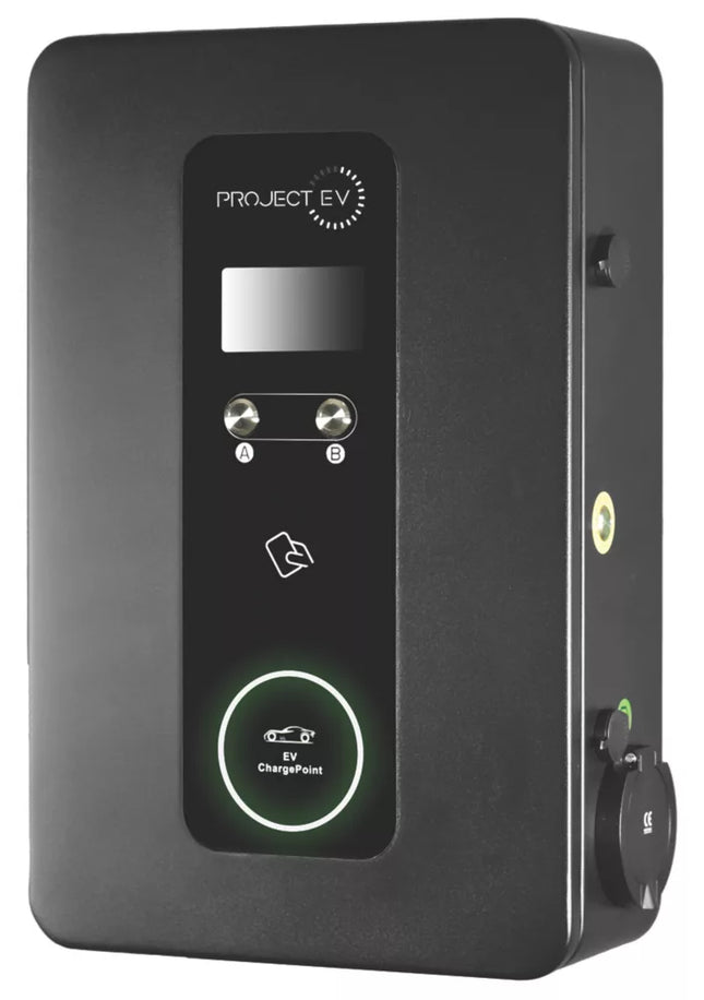 PROJECT EV PRO EARTH RFID 2 PORT 7.3KW MODE 3 TYPE 2 SOCKET ELECTRIC VEHICLE CHARGER BLACK - MonkeyTools