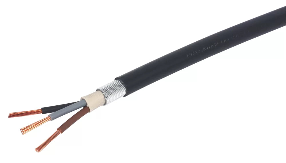 PRYSMIAN 6943X BLACK 3-CORE 6MM² ARMOURED CABLE 25M COIL - MonkeyTools