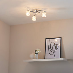 QUAY DESIGN ISABELLA LED 3-LIGHT FLUSH CEILING LIGHT CHROME 7.5W 200LM - MonkeyTools