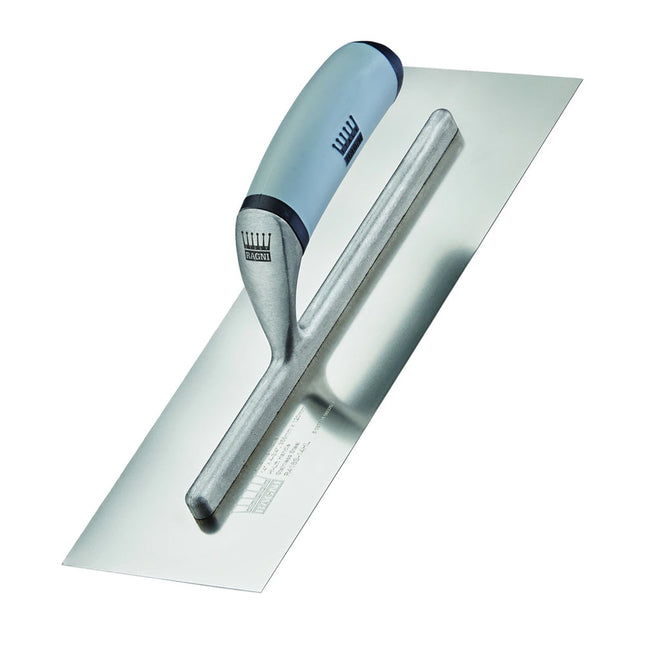 Ragni R418S-14HL 14" Stainless Steel Finishing Trowel With High Lift Soft Grip Handle - MonkeyTools