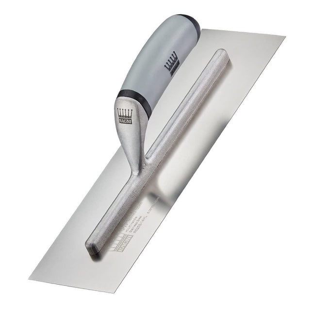Ragni R618S-16HL 16" Feather Edge Stainless Steel Finishing Trowel With High Lift Soft Grip Handle - MonkeyTools