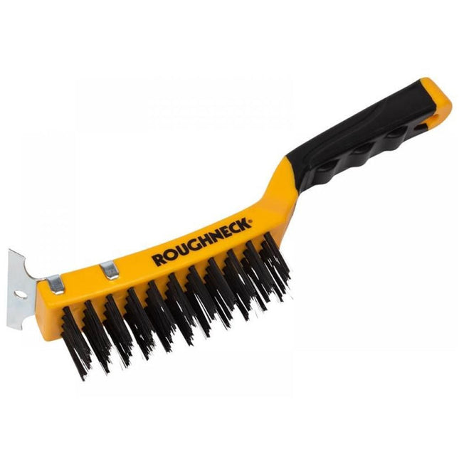 Roughneck ROU52042 Carbon Steel Wire Brush Soft Grip 12in Scraper - MonkeyTools