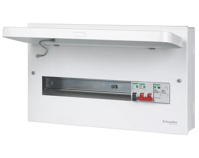 SCHNEIDER ELECTRIC EASY9 COMPACT 18-MODULE 13-WAY PART-POPULATED HIGH INTEGRITY MAIN SWITCH CONSUMER UNIT WITH SPD - MonkeyTools