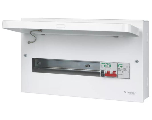 SCHNEIDER ELECTRIC EASY9 COMPACT 18-MODULE 13-WAY PART-POPULATED HIGH INTEGRITY MAIN SWITCH CONSUMER UNIT WITH SPD - MonkeyTools