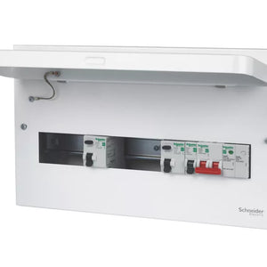 SCHNEIDER ELECTRIC EASY9 COMPACT 18-MODULE 9-WAY PART-POPULATED HIGH INTEGRITY DUAL RCD CONSUMER UNIT WITH SPD - MonkeyTools