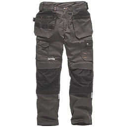SCRUFFS TRADE STRETCH WORK TROUSERS GREY AND BLACK 32" W 32" L - MonkeyTools