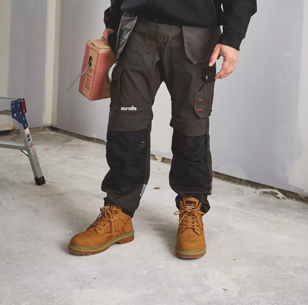 SCRUFFS TRADE STRETCH WORK TROUSERS GREY AND BLACK 34" W 32" L - MonkeyTools
