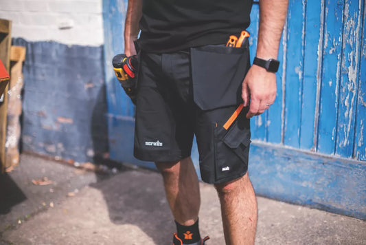 SCRUFFS WORK SHORTS BLACK 34" W - MonkeyTools