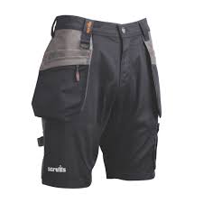 SCRUFFS WORKER PLUS MULTI-POCKET HOLSTER WORK SHORTS BLACK 34" W - MonkeyTools